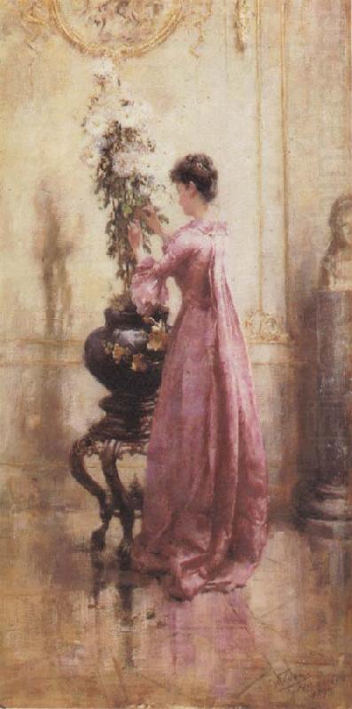 Eugene Joors Woman with Chrysanthemums china oil painting image